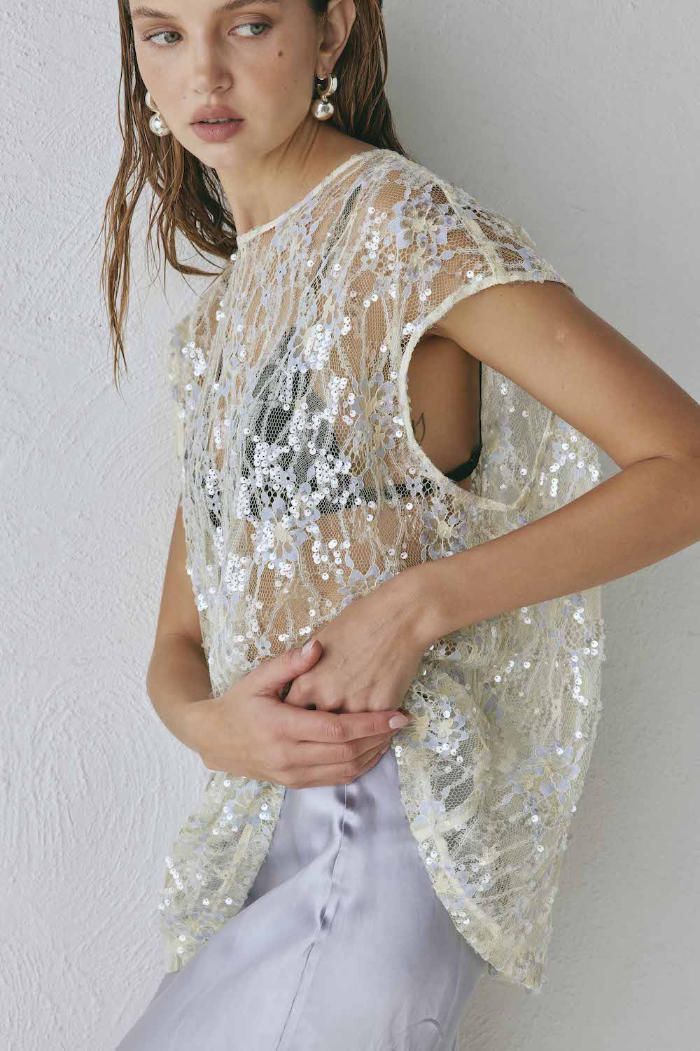 Lace and sequin top online