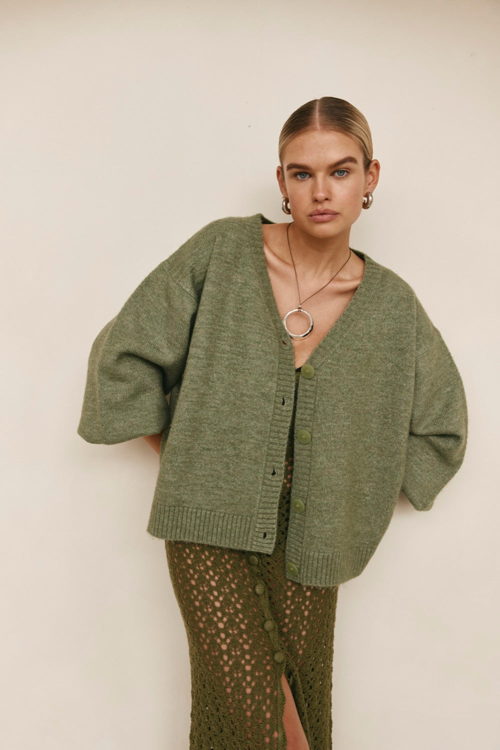 Olive green 2024 cardigan h&m