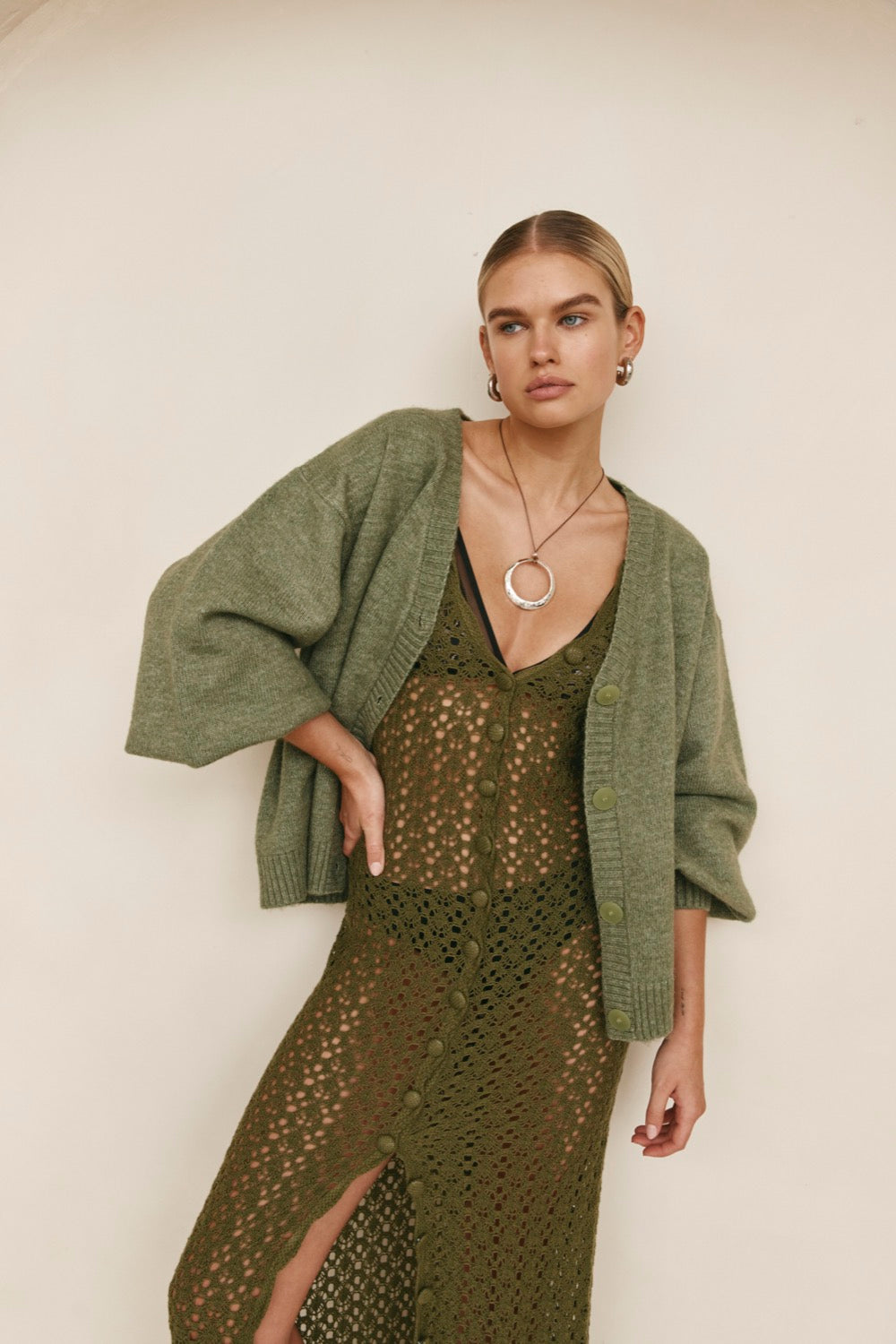 Olive green hotsell knit cardigan