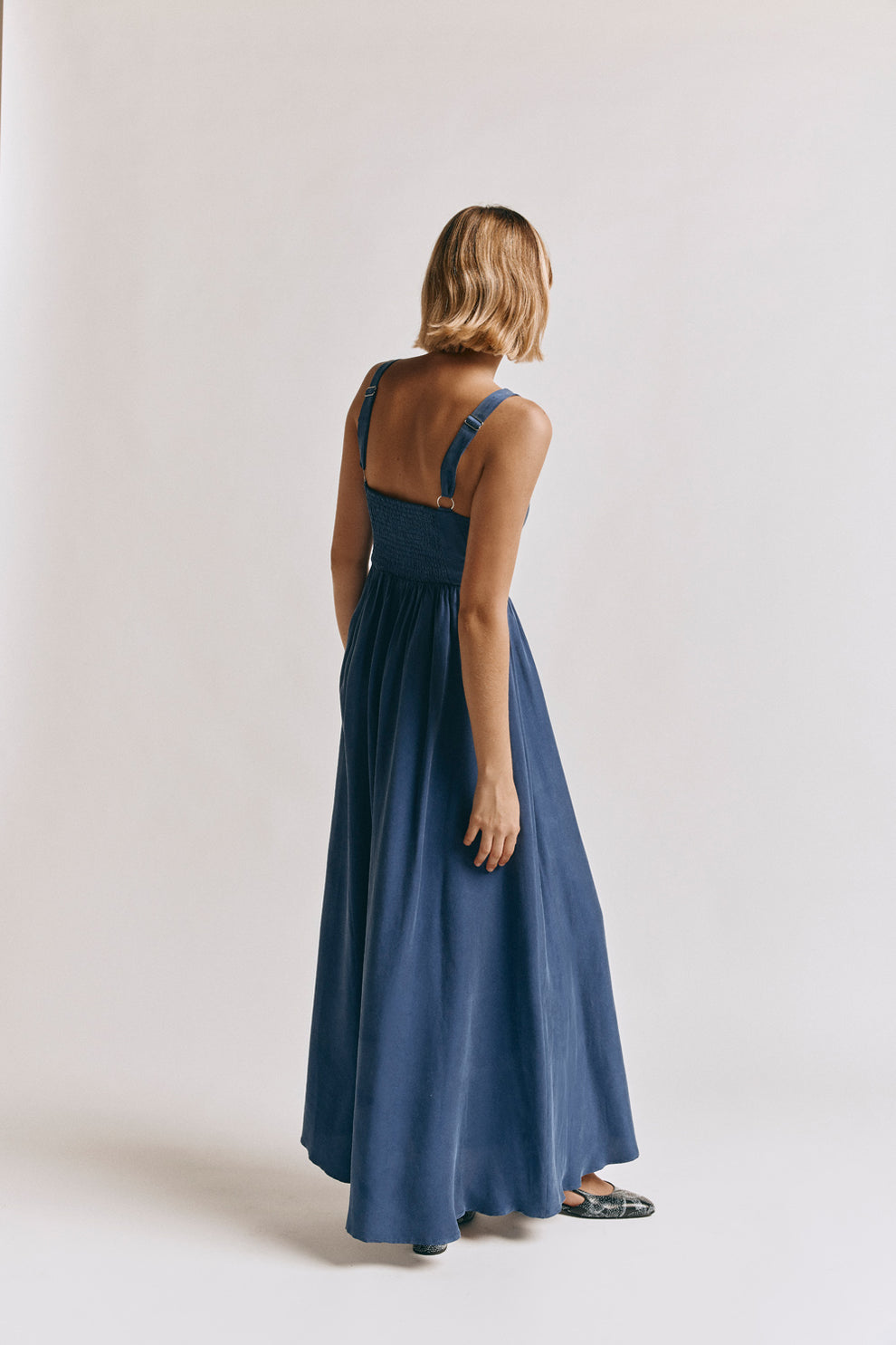 Valentine Bias Cut Maxi Dress Midnight