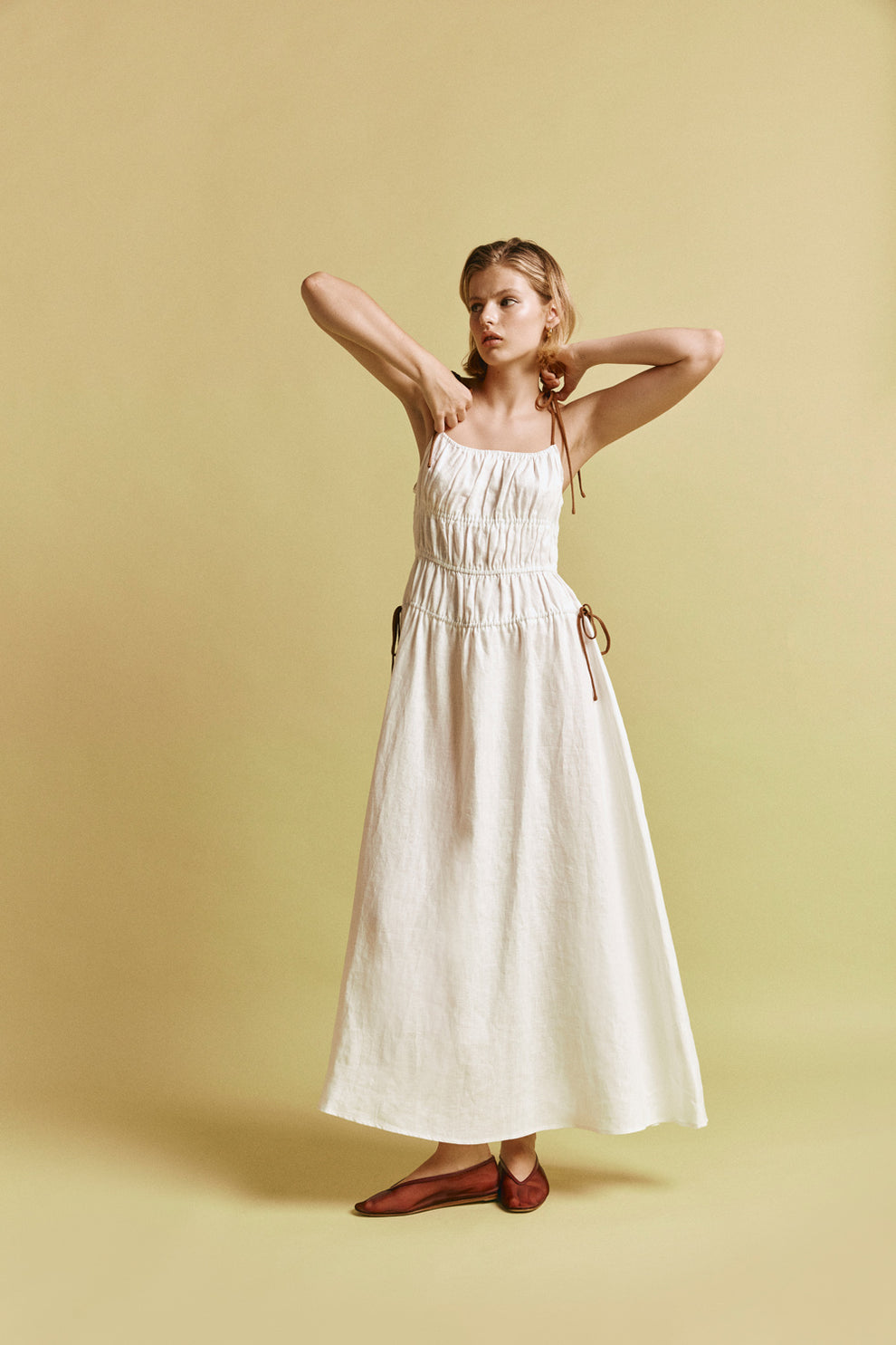 Lolita Linen Maxi Dress White