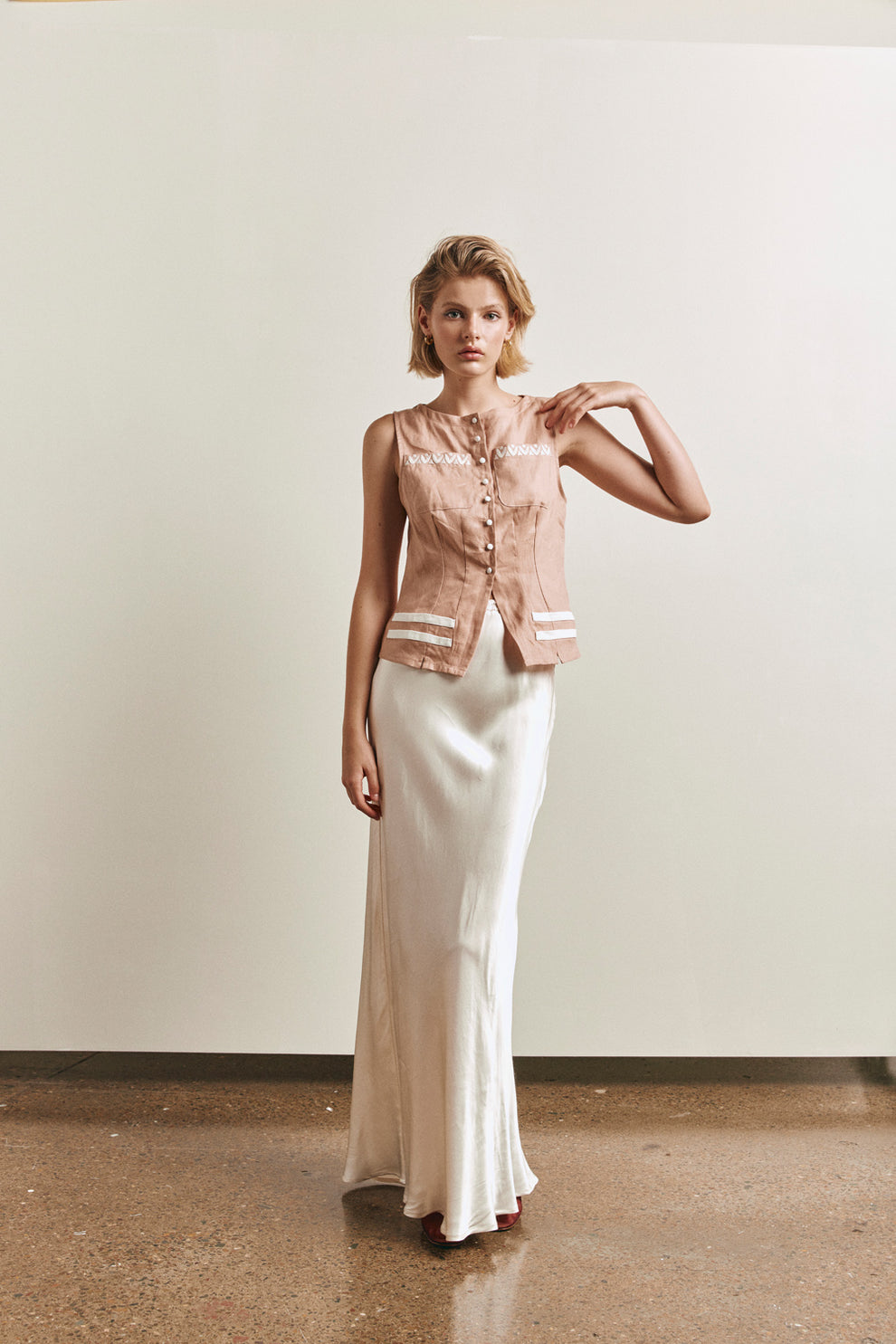 Lila Linen Vest Blush