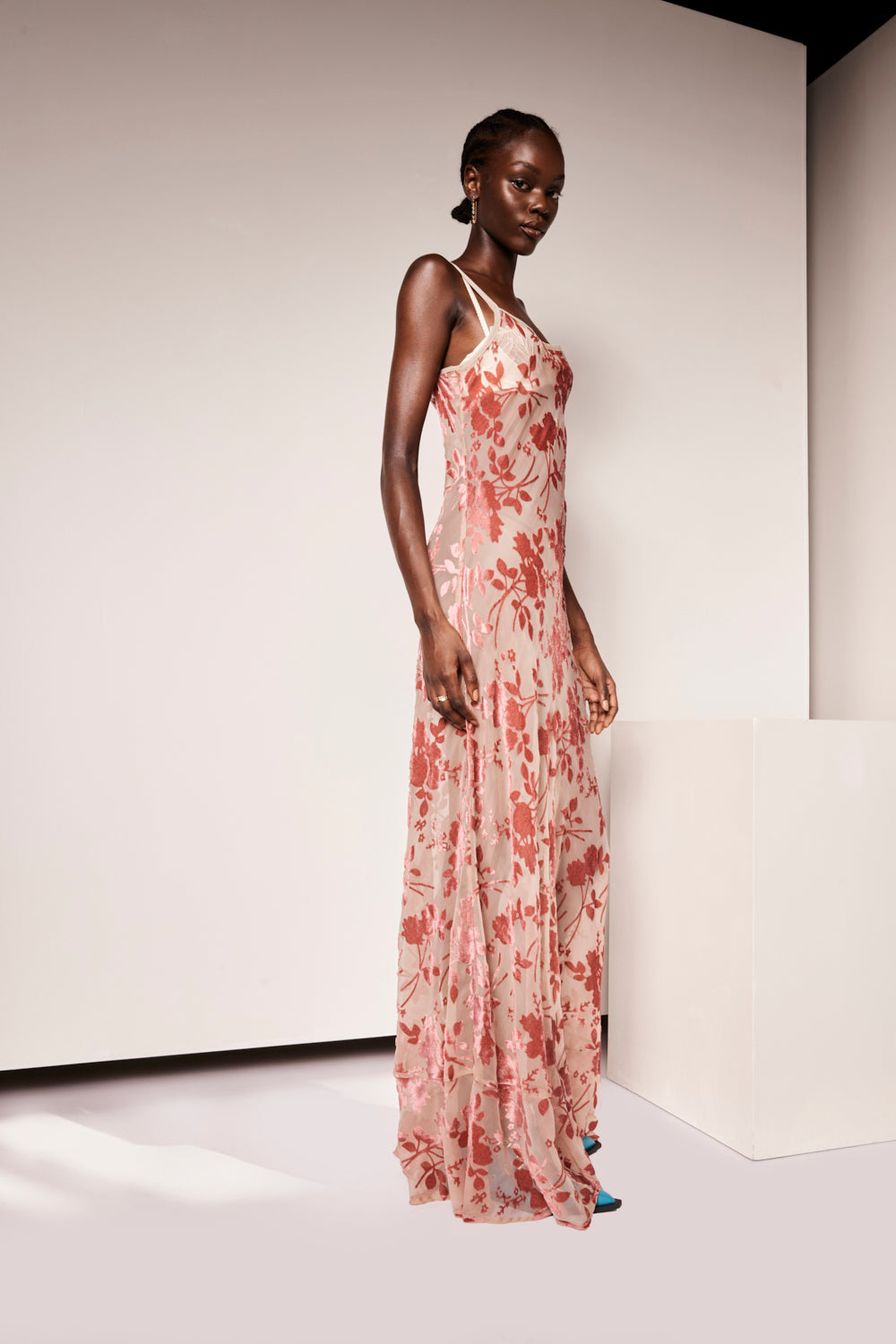 Iris Bias Cut Maxi Dress Rose