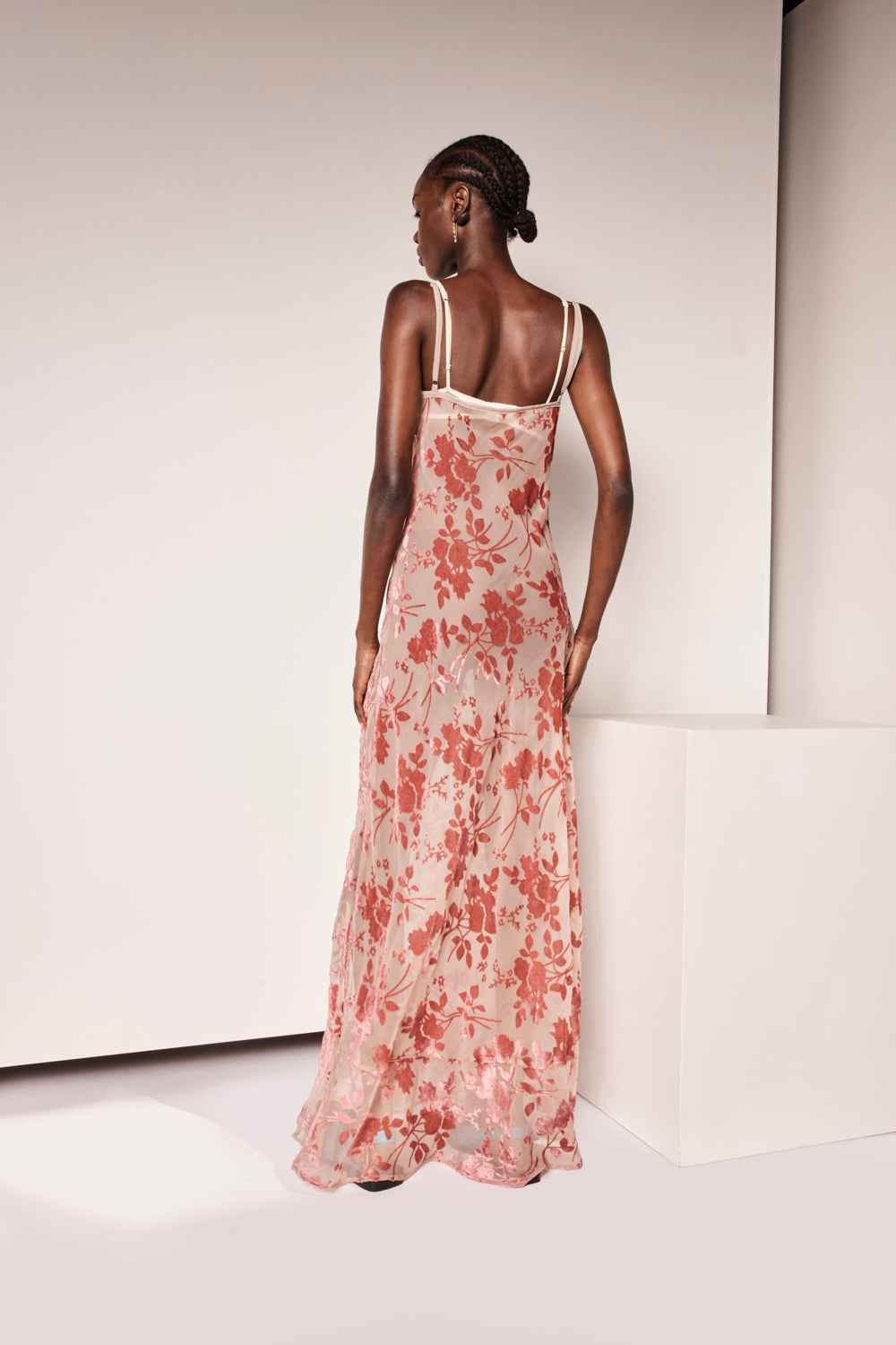 Iris Bias Cut Maxi Dress Rose