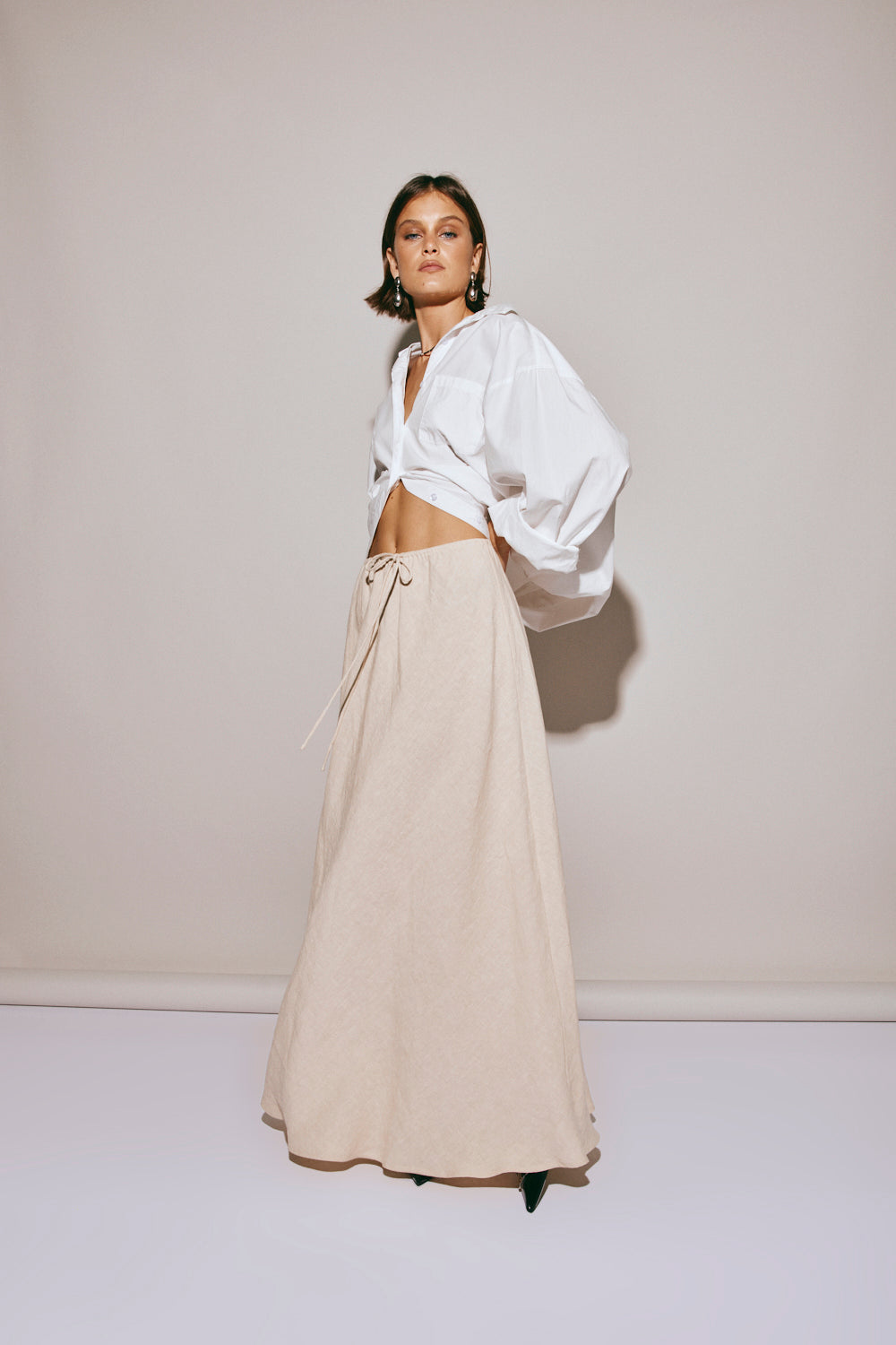 Elodie Linen Maxi Skirt Oatmeal