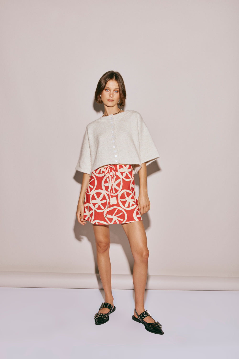 The Way To San Jose Bias Cut Mini Skirt Print