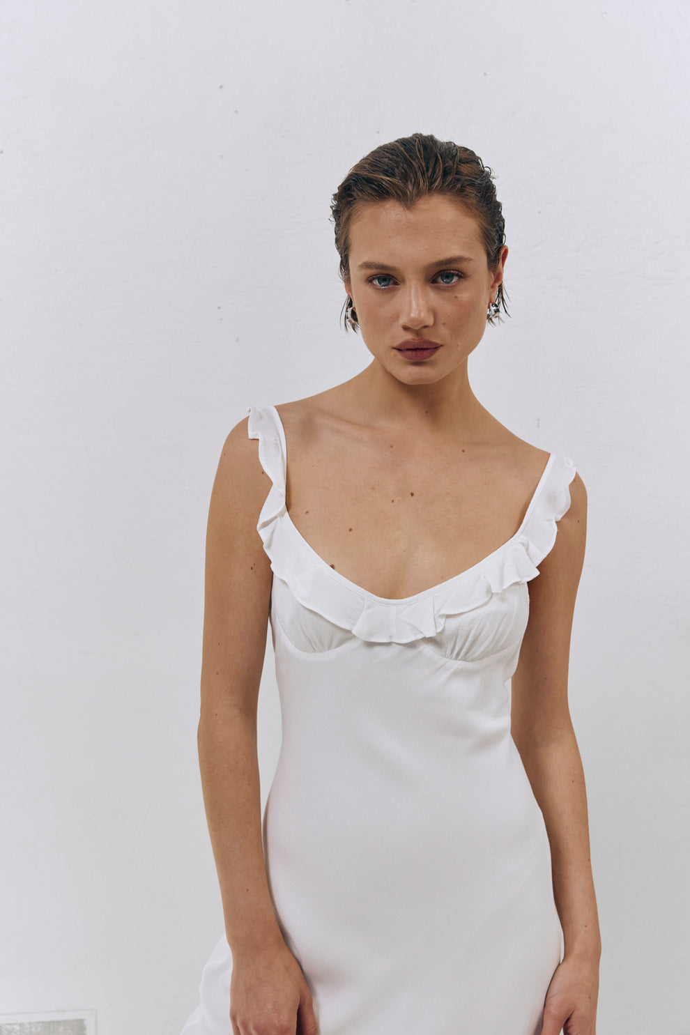 Rosalia Bias Cut Midi Dress White