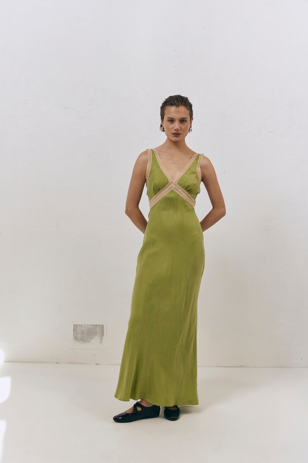 Meet Me On The Dance Floor Bias Cut Maxi Dress Lime