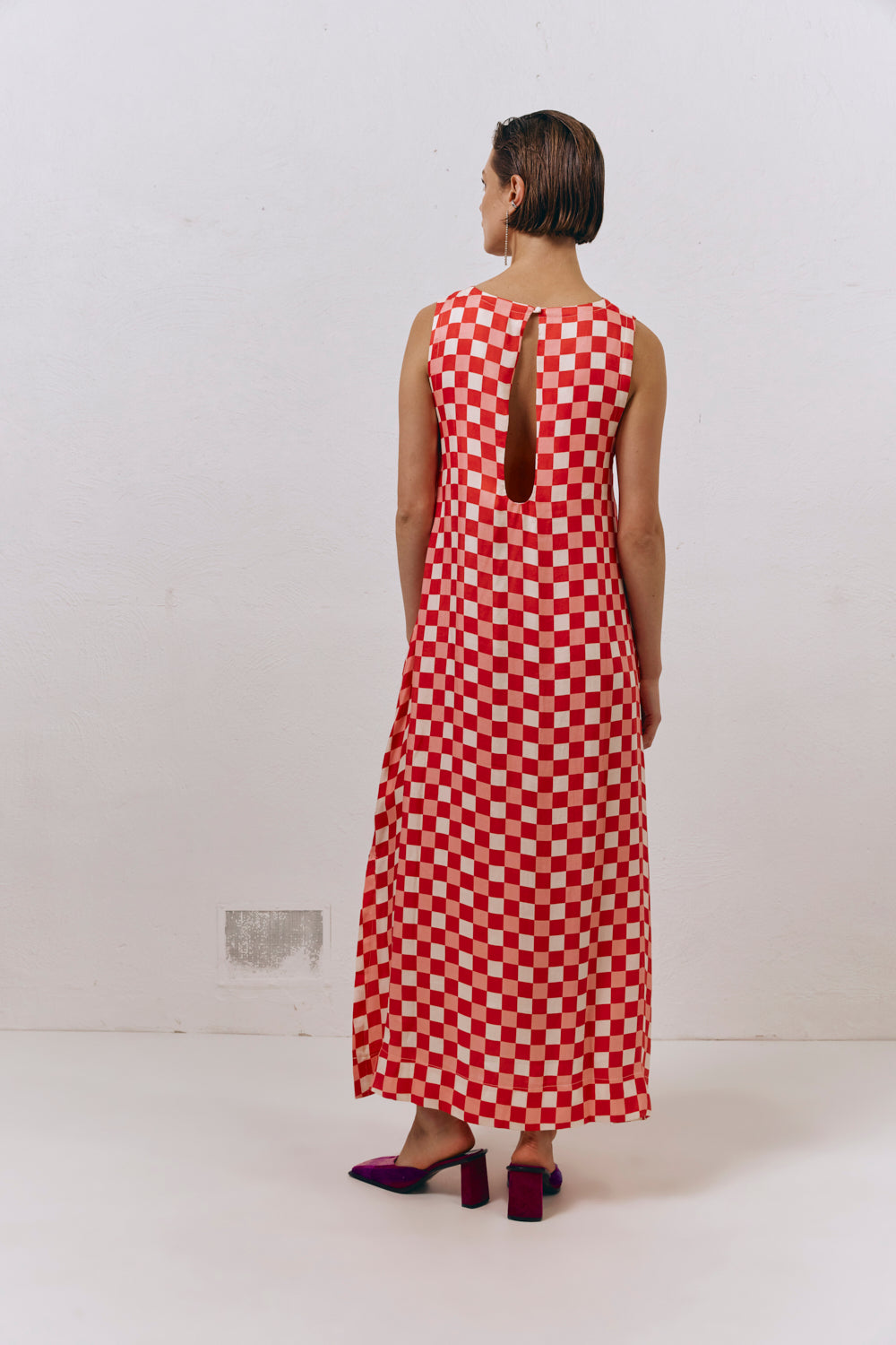 Sacha Smock Midi Dress Check