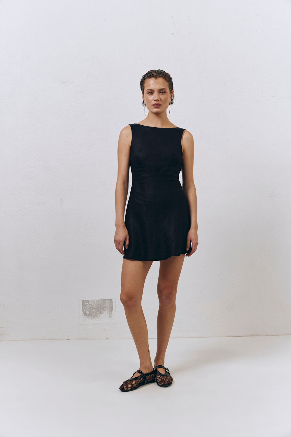 Art Of Bloom Linen Bias Cut Mini Dress Black