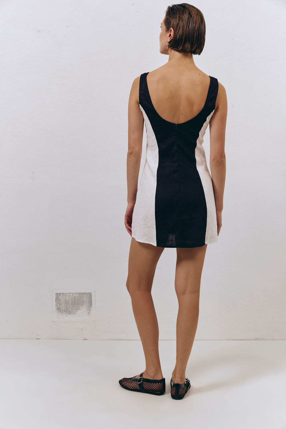 Saskia Linen Mini Dress Black