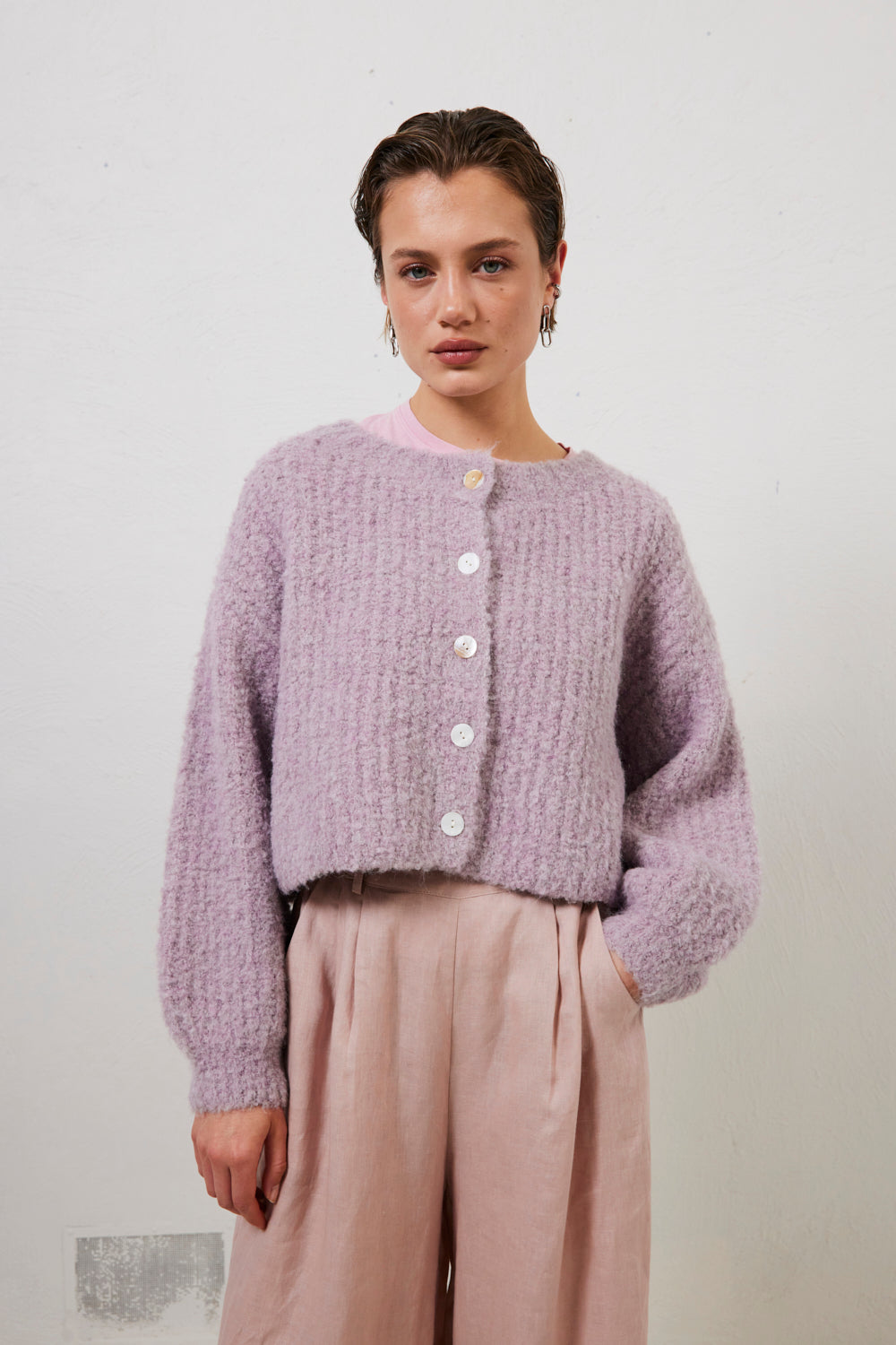 Elsie Knit Cardigan Lilac VRG GRL