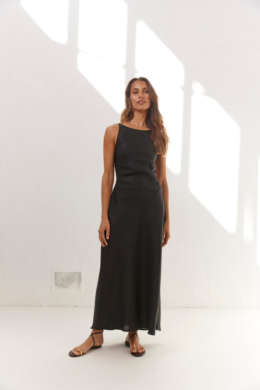 Opal Linen Maxi Dress Black