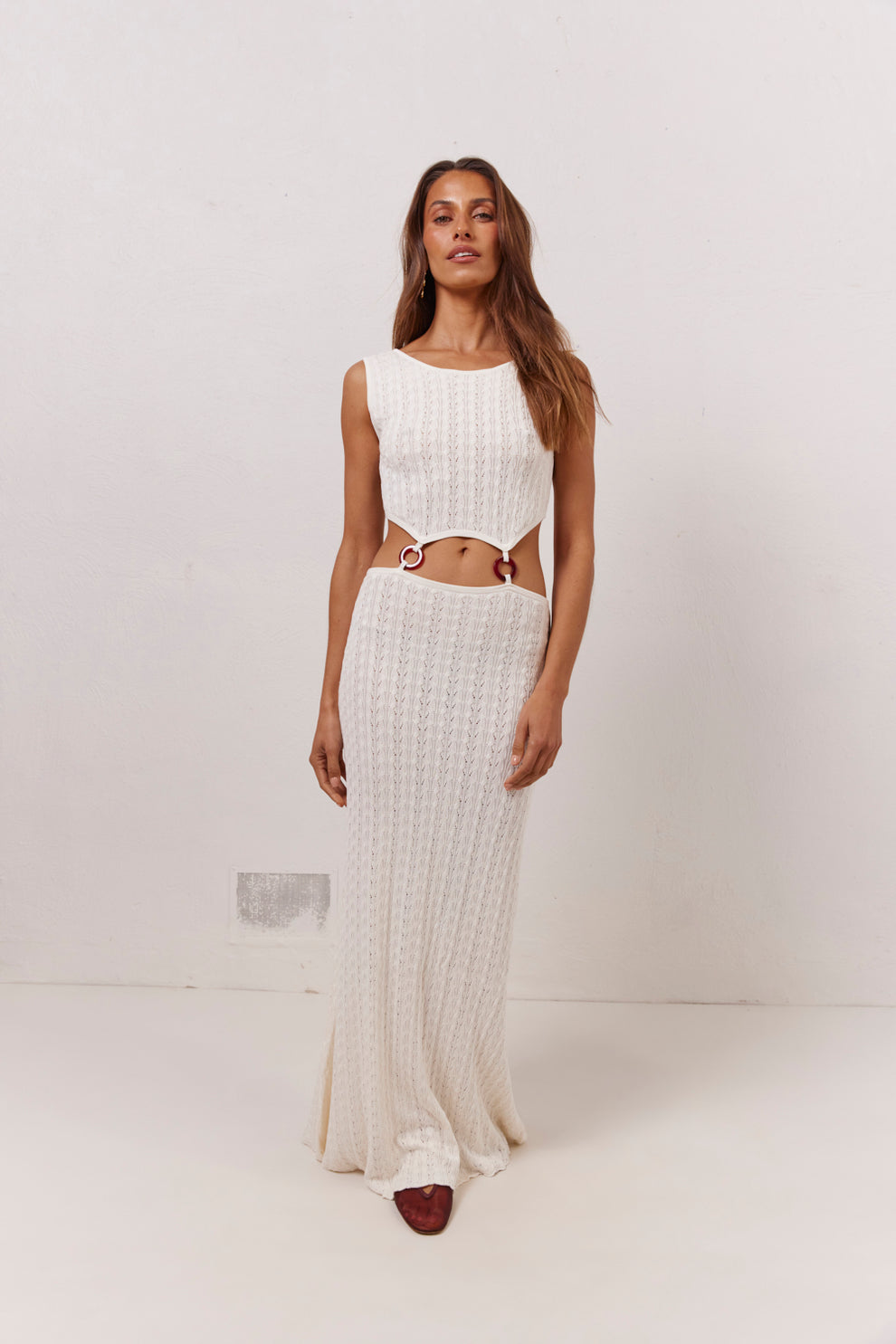 Collective Dress - Penne Knit Maxi Dress White secondary image