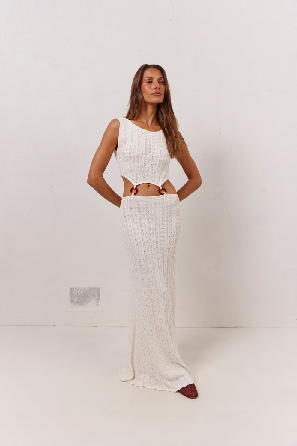 Collective Dress - Penne Knit Maxi Dress White fifth image