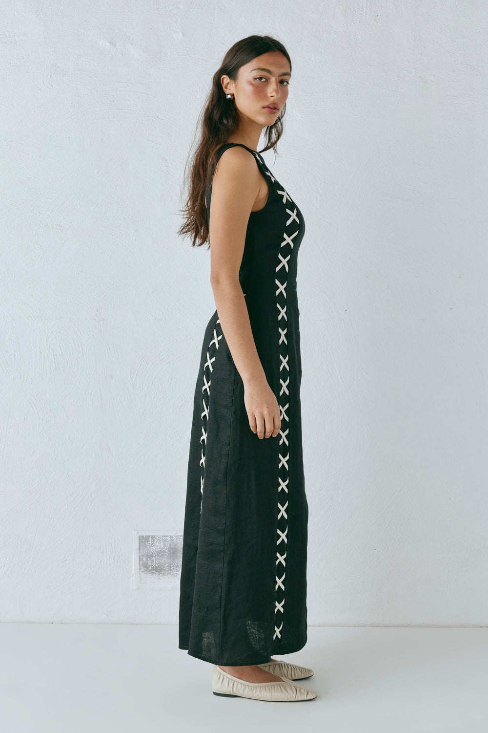 Maja Linen Maxi Dress Black