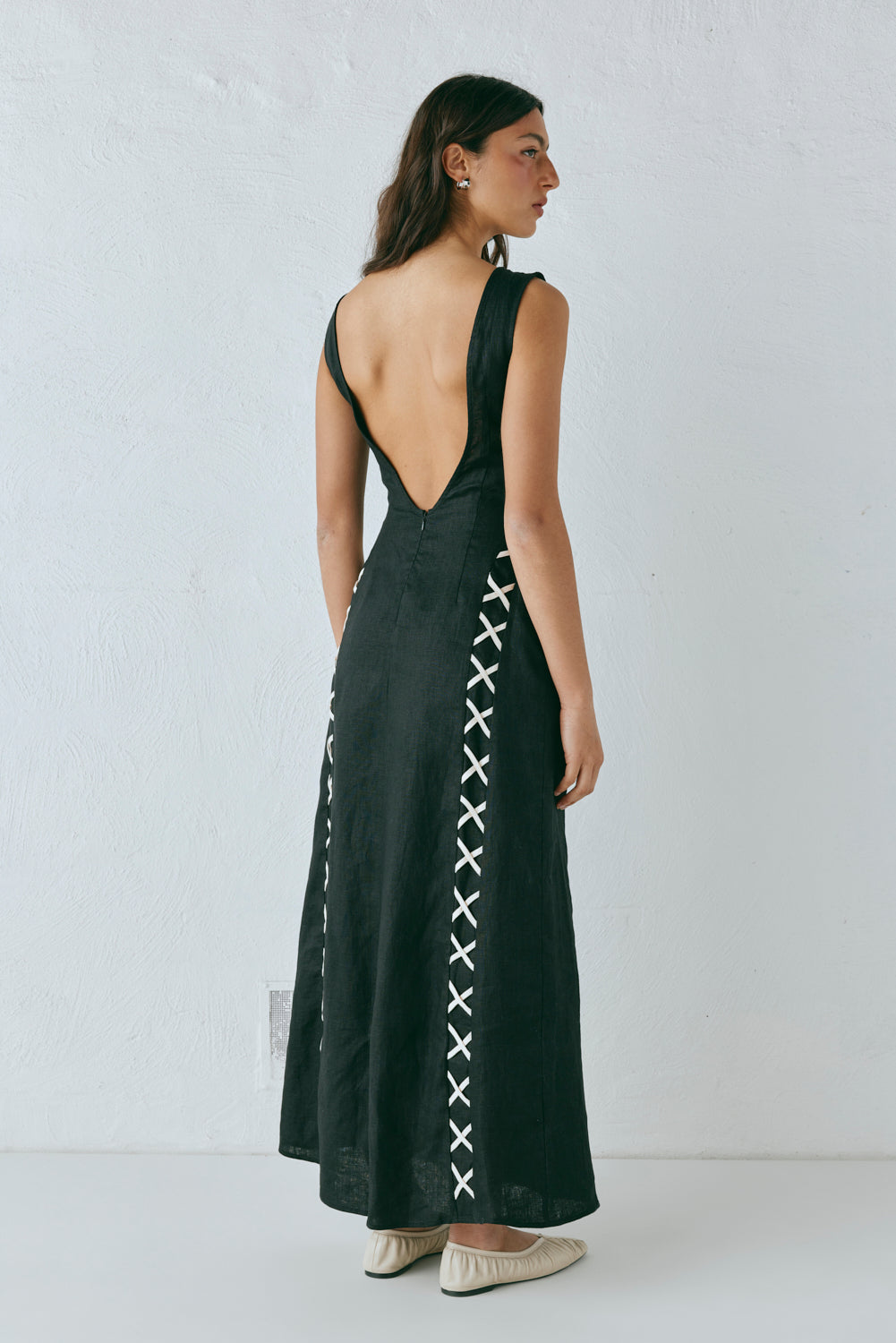 Maja Linen Maxi Dress Black