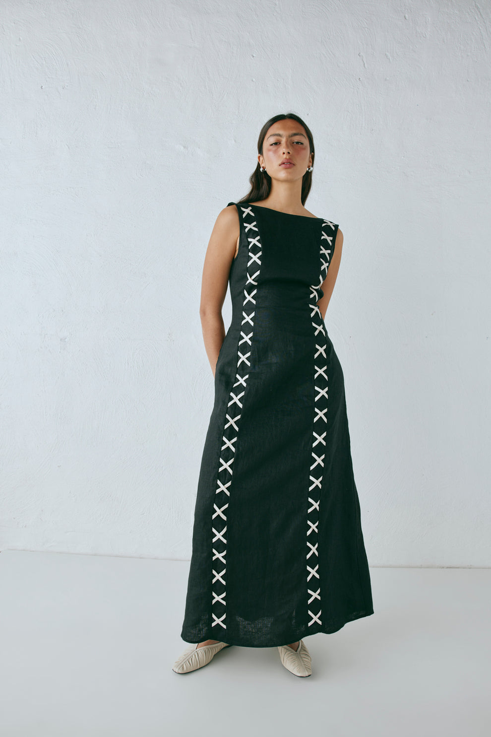 Maja Linen Maxi Dress Black