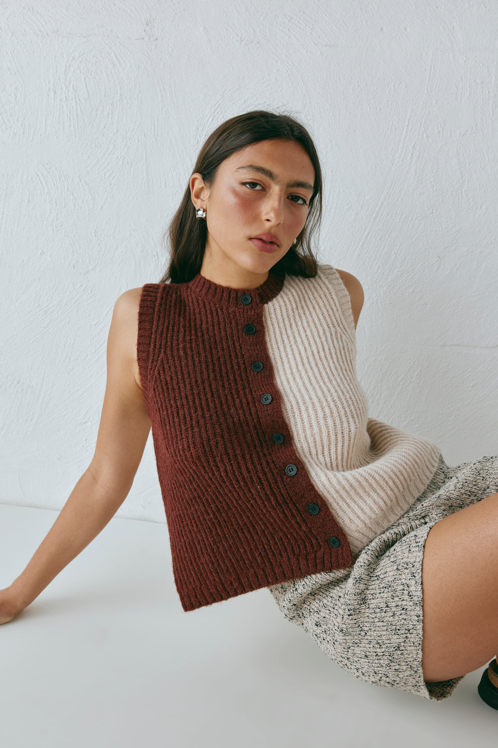 Bridgette Knit Vest Splice