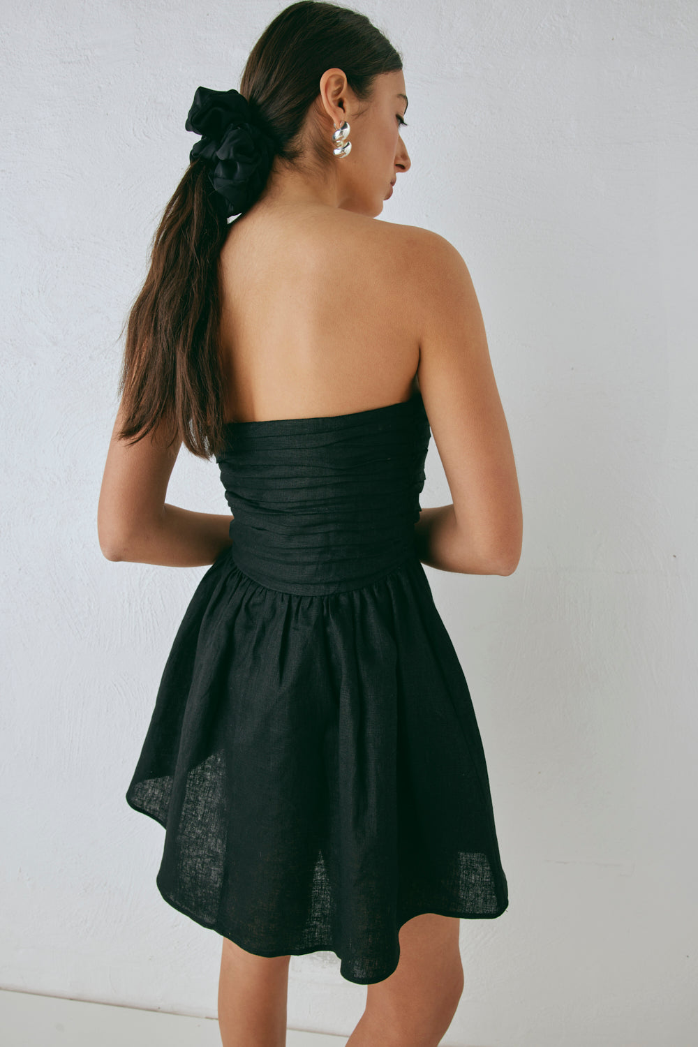 Saint Malo Linen Mini Dress Black