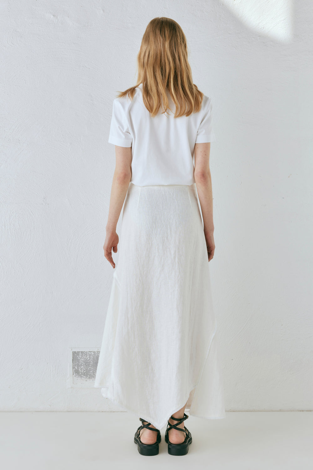 White midi linen skirt fashion