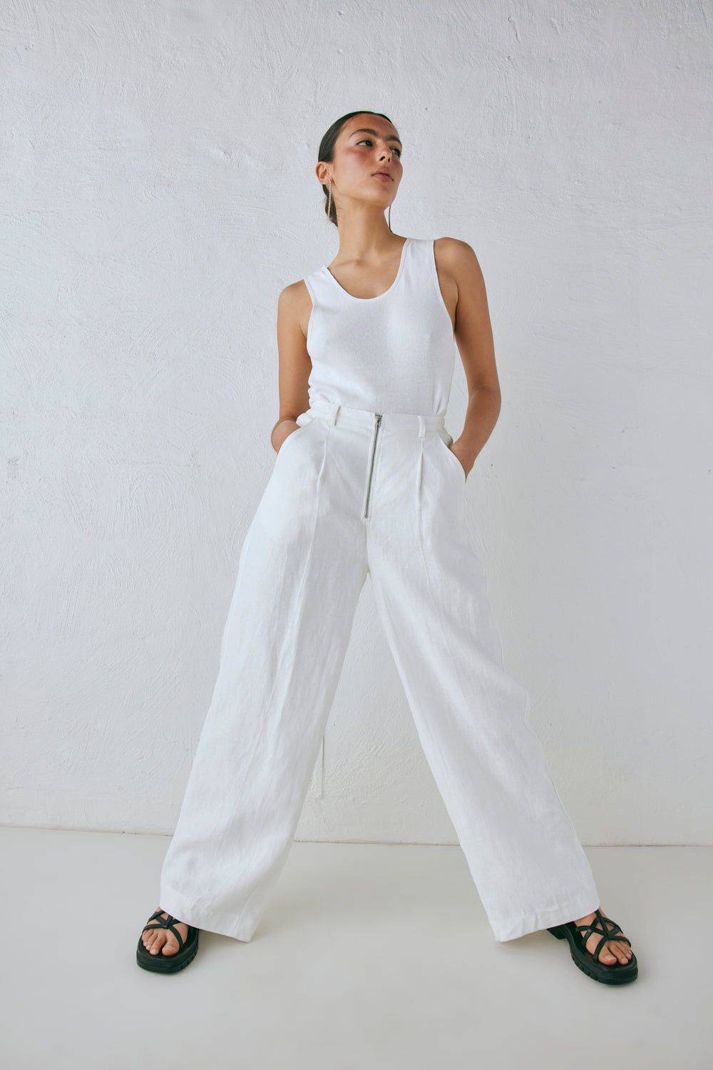 Nahna Linen Pants White