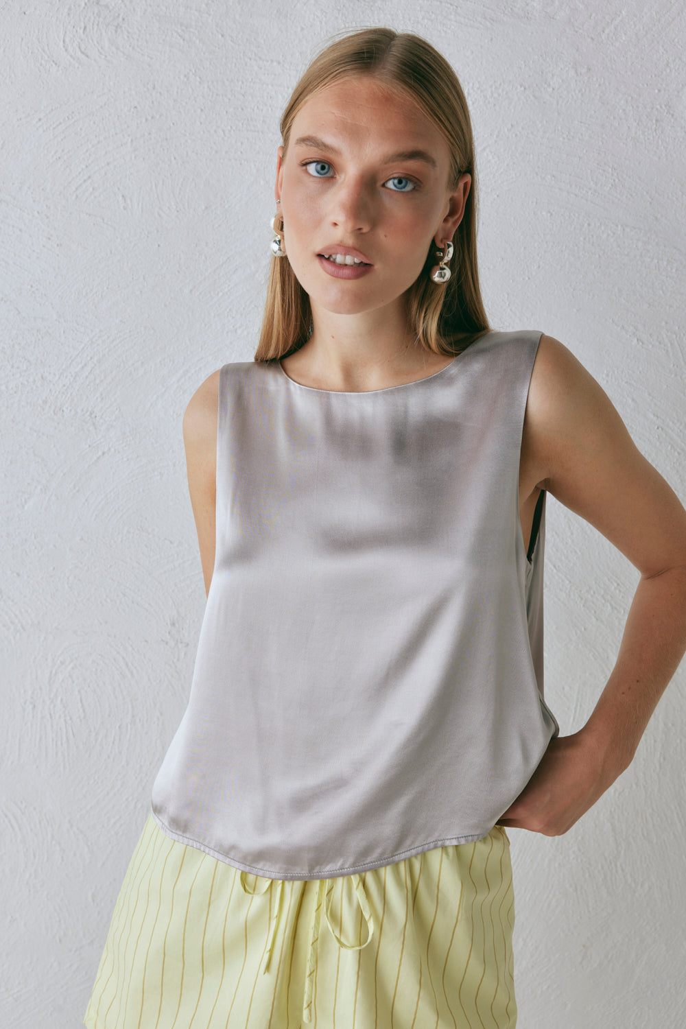 Satin silver top online