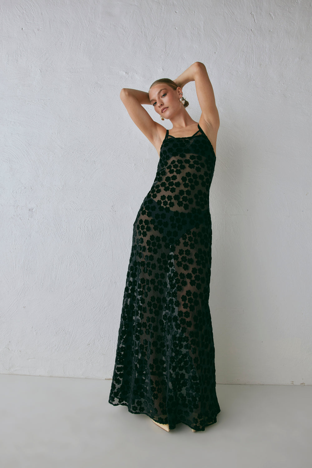 Iris Bias Cut Maxi Dress Black