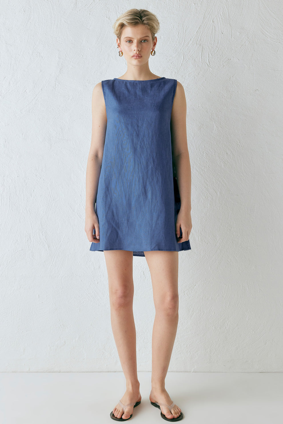 Annabelle Linen Mini Dress Blue