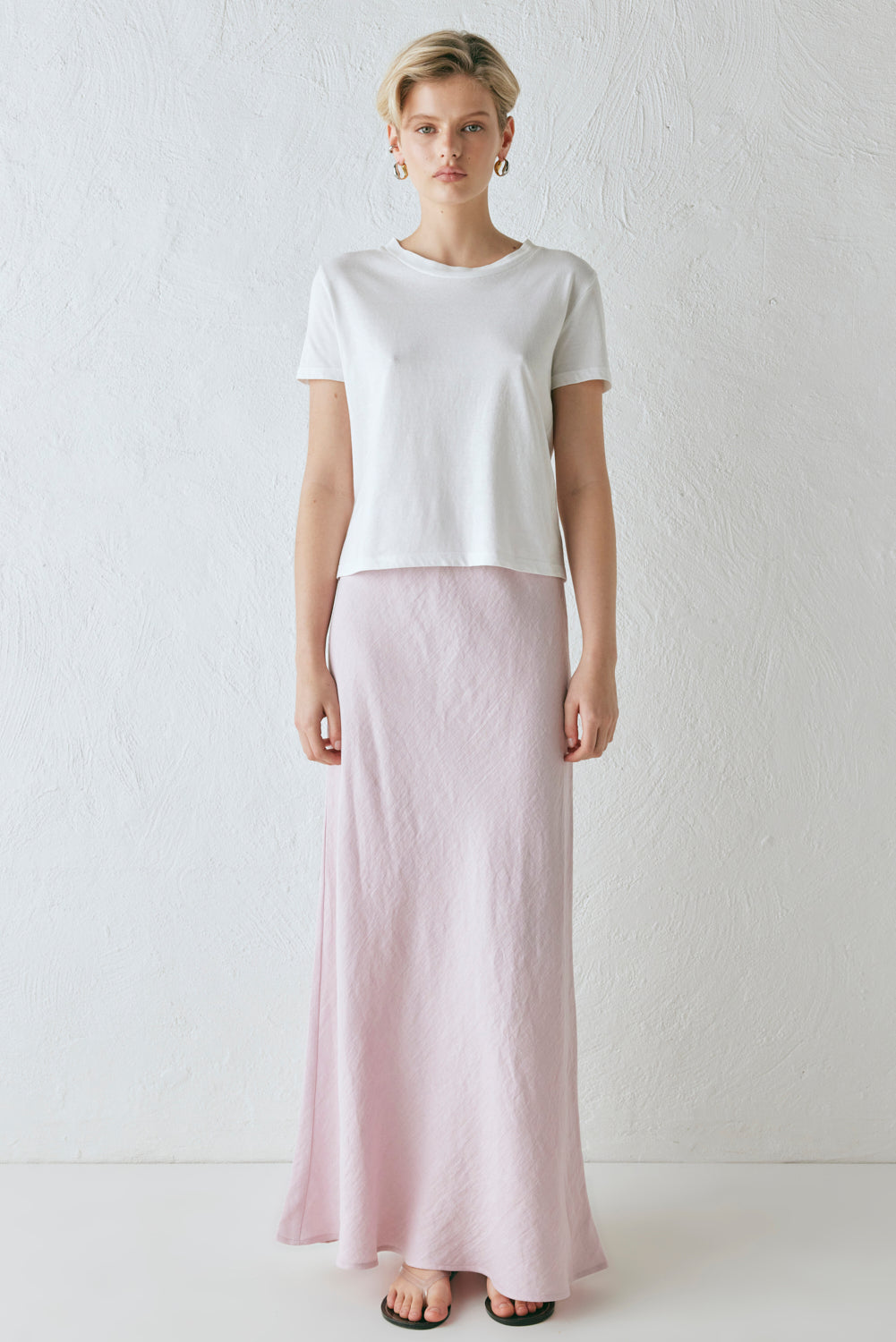 Ena Linen Bias Cut Maxi Skirt Musk