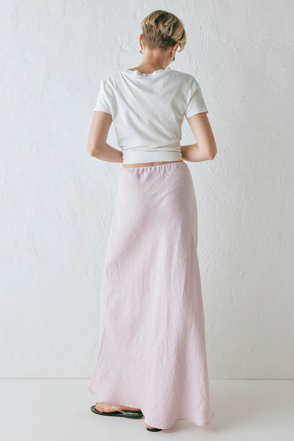 Ena Linen Bias Cut Maxi Skirt Musk