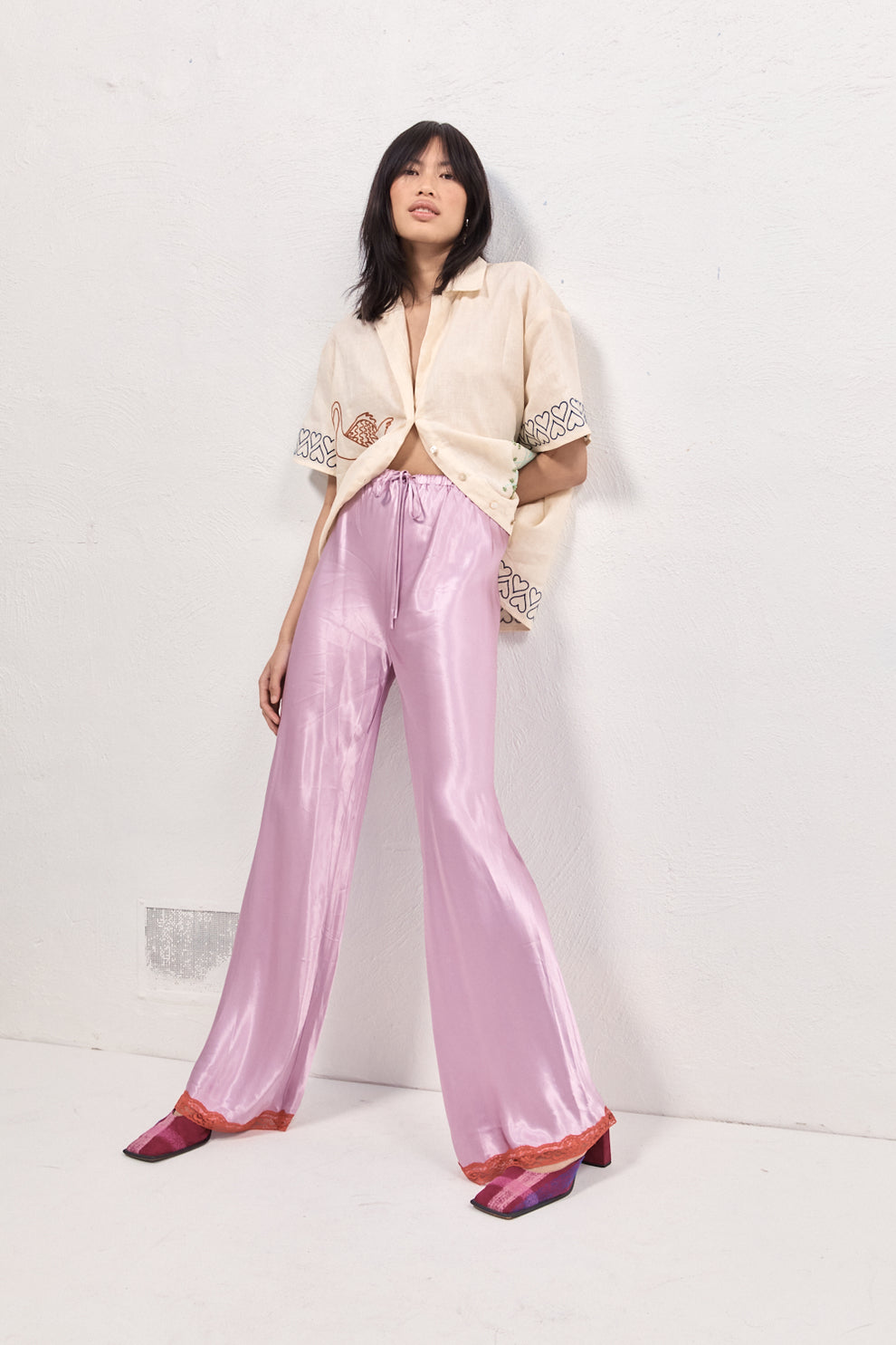 Josefin Satin Pants Lilac