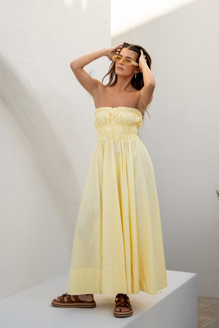 Vacanza Midi Dress Lemon VRG GRL