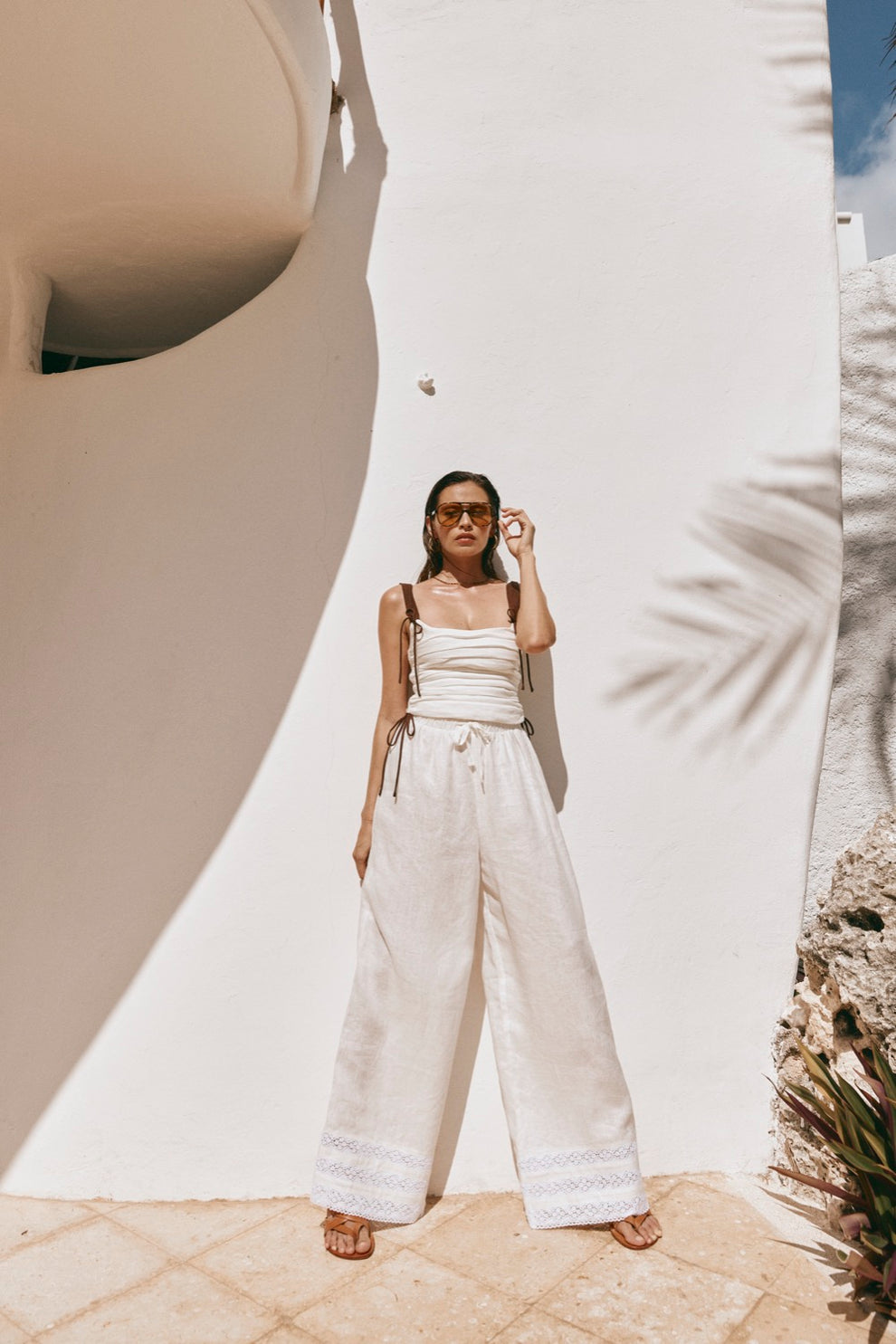 Camilla Linen Pants White